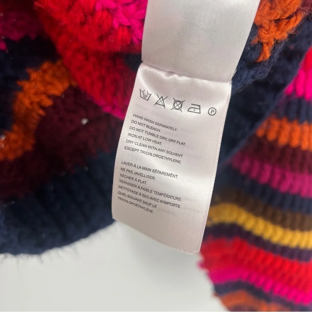 Farm Rio Colorful Waves Rainbow Handmade Crochet Balloon Sleeve Sweater Small - Picture 8 of 10